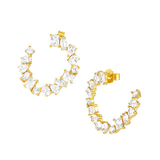 Nomination Yellow Gold Plated Cubic Zirconia Colour Wave Hoop Earrings