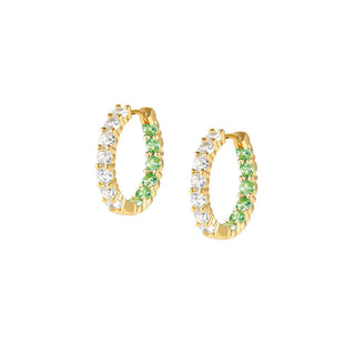 Nomination Yellow Gold Plated White and Green Cubic Zirconia Chic&Charm Joyful Hoop Earrings