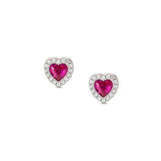 Nomination Sterling Silver Cubic Zirconia All My Love Red Heart Stud Earrings