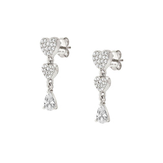 Nomination Sterling Silver Cubic Zirconia Lucentissima Heart Drop Earrings