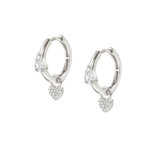 Nomination Sterling Silver Cubic Zirconia Lucentissima Heart Hoop Earrings