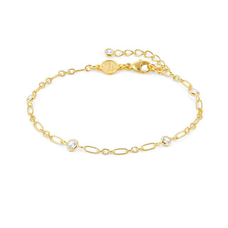 Nomination Sterling Yellow Gold Plated Sterling Silver and Cubic Zirconia Bella Details Elongated Chain Bracelet