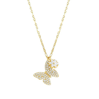 Nomination Sterling Silver Yellow Tone and Cubic Zirconia Sweetrock Butterfly Necklace