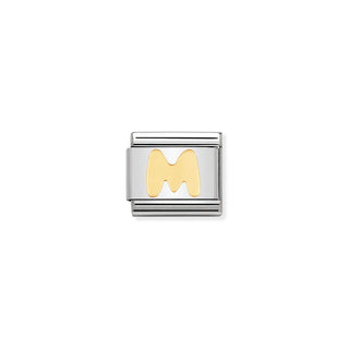 Nomination Stainless Steel and Yellow Gold Composable Classic Letter M Link