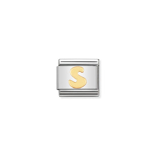 Nomination Stainless Steel and Yellow Gold Composable Classic Letter S Link