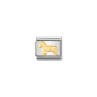 Nomination Stainless Steel and Yellow Gold Composable Classic Horse Link