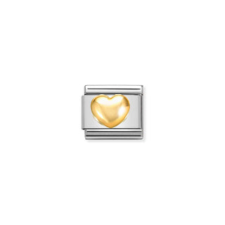 Nomination Stainless Steel and Yellow Gold Composable Classic Raised Heart Link