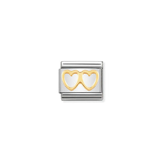 Nomination Stainless Steel and Yellow Gold Composable Classic Double Heart Link