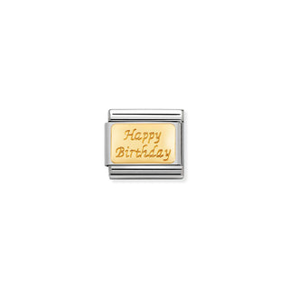 Nomination Stainless Steel and Yellow Gold Composable Classic Happy Birthday Link