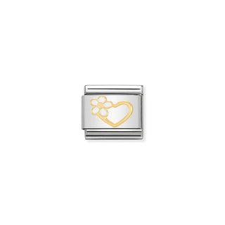 Nomination Stainless Steel and Yellow Gold Composable Classic Heart with Flowers Link