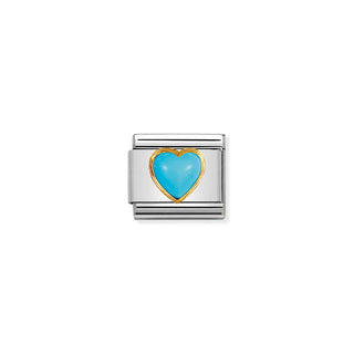 Nomination Stainless Steel and Yellow Gold Composable Classic Turquoise Heart Link