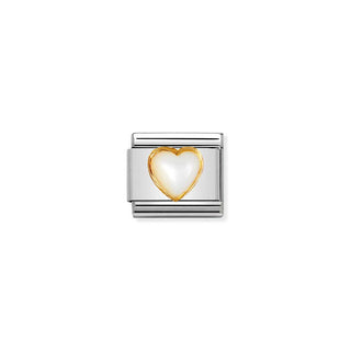 Nomination Stainless Steel and Yellow Gold Composable Classic Mother Of Pearl Heart Link