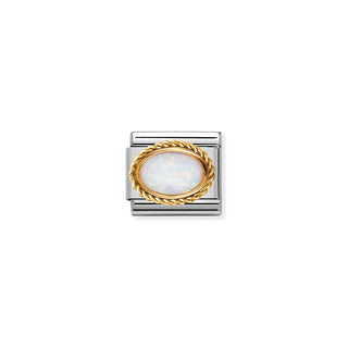 Nomination Stainless Steel and Yellow Gold Composable Classic White Opal Link