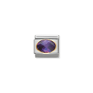 Nomination Stainless Steel and Yellow Gold Composable Classic Violet Cubic Zirconia Link