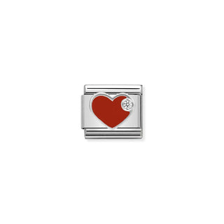 Nomination Stainless Steel, Enamel and Cubic Zirconia Composable Classic Red Heart Link