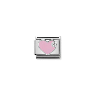 Nomination Stainless Steel, Enamel and Cubic Zirconia Composable Classic Pink Heart Link