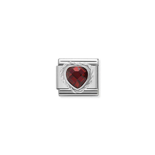 Nomination Stainless Steel and Cubic Zirconia Composable Classic Red Faceted Heart Link