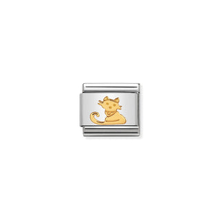 Nomination Stainless Steel and Yellow Gold Composable Classic Seated Cat Link