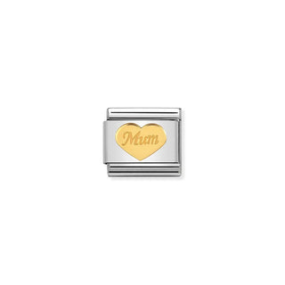 Nomination Stainless Steel and Yellow Gold Composable Classic Mum in Heart Link