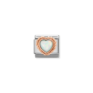 Nomination Stainless Steel and Rose Gold Composable Classic White Opal Heart Link