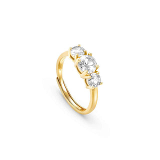 Nomination Yellow Gold Plated Cubic Zirconia Colour Wave Three Stone Adjustable Ring