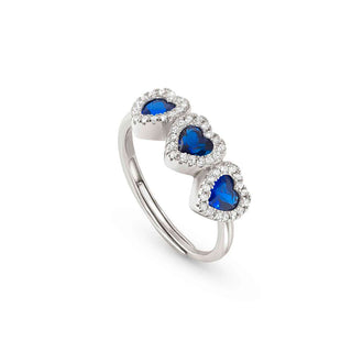 Nomination Sterling Silver Cubic Zirconia All My Love 3 Blue Heart Ring