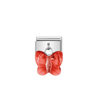 Nomination Stainless Steel and Crystal Composable Classic Red Butterfly Drop Link