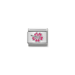 Nomination Stainless Steel Composable Classic Pink Hibiscus Flower Link