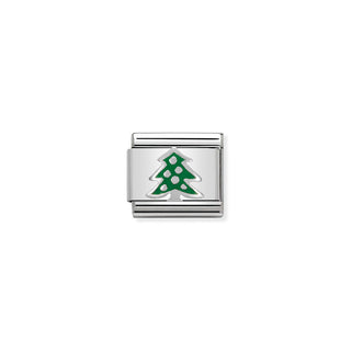 Nomination Stainless Steel and Sterling Silver Enamel Composable Classic Christmas Tree Link