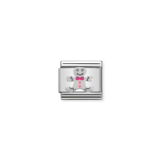 Nomination Stainless Steel, Sterling Silver and Enamel Composable Classic Gingerbread Man Link