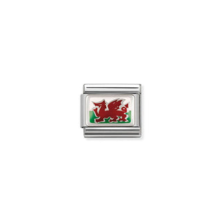 Nomination Stainless Steel, Sterling Silver and Enamel Composable Classic Wales Flag Link