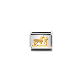 Nomination Stainless Steel and Yellow Gold Composable Classic Horse and Rider Link