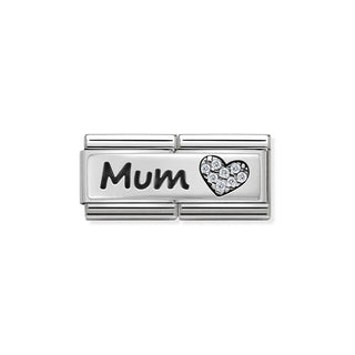 Nomination Stainless Steel and Sterling Silver Composable Classic Double Mum Cubic Zirconia Link