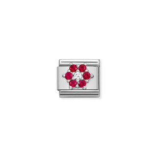 Nomination Stainless Steel and Sterling Silver Composable Classic Red Flower Link