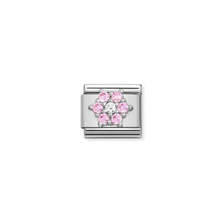 Nomination Stainless Steel and Sterling Silver Composable Classic Pink Flower Link