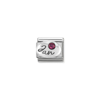 Nomination Stainless Steel and Sterling Silver Composable Classic January Garnet Link