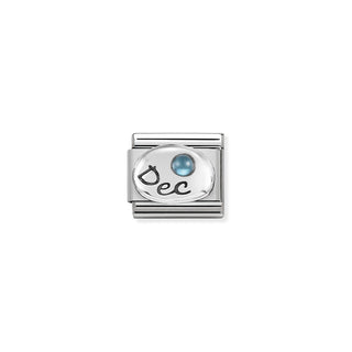 Nomination Stainless Steel and Sterling Silver Composable Classic December Blue Topaz Link