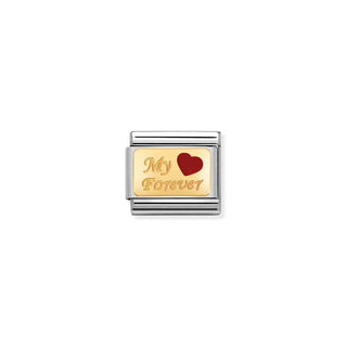 Nomination Stainless Steel and Yellow Gold Composable Classic Forever Red Heart Link