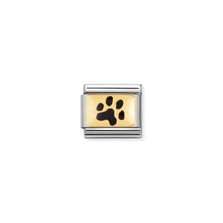 Nomination Stainless Steel and Yellow Gold Composable Classic Black Paw Print Link