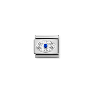 Nomination Stainless Steel and Sterling Silver Composable Classic White and Blue Eye Link