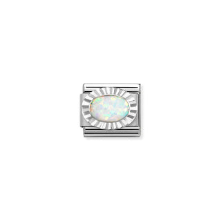 Nomination Stainless Steel and Sterling Silver Composable Classic White Opal Link