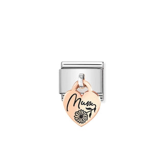 Nomination Stainless Steel and Rose Gold Composable Classic Heart Drop Mum Link