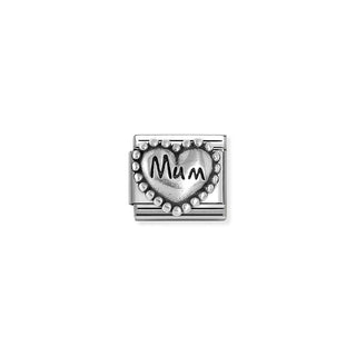 Nomination Stainless Steel and Sterling Silver Composable Classic Beaded Heart Mum Link