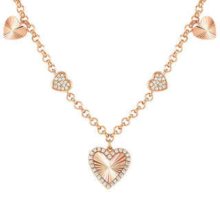 Nomination Rose Gold Plated Truejoy Etched and Cubic Zirconia Heart Necklace