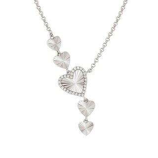 Nomination Sterling Silver Truejoy Etched and Cubic Zirconia Heart Necklace