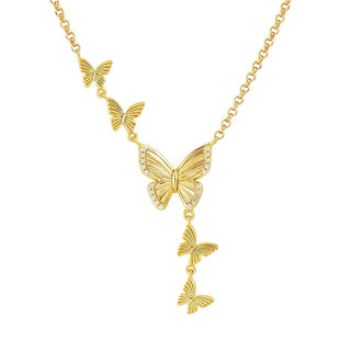 Nomination Yellow Gold Plated Truejoy Etched and Cubic Zirconia Butterfly Necklace