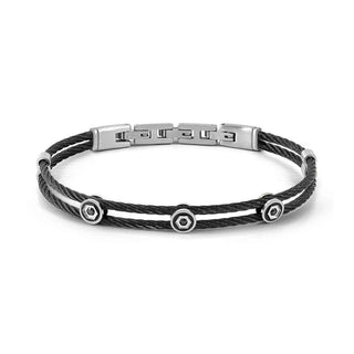 Nomination Stainless Steel Black SeaLover Cable Black Cubic Zirconia Bracelet