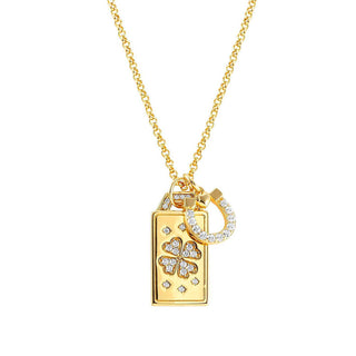 Nomination Yellow Gold Plated Cubic Zirconia Talismani Good Luck, Four-Leaf Clover Necklace