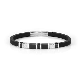 Nomination Stainless Steel Black Silicon City Bracelet with Cubic Zirconia