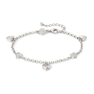 Nomination Sterling Silver Truejoy Etched and Cubic Zirconia Heart Bracelet